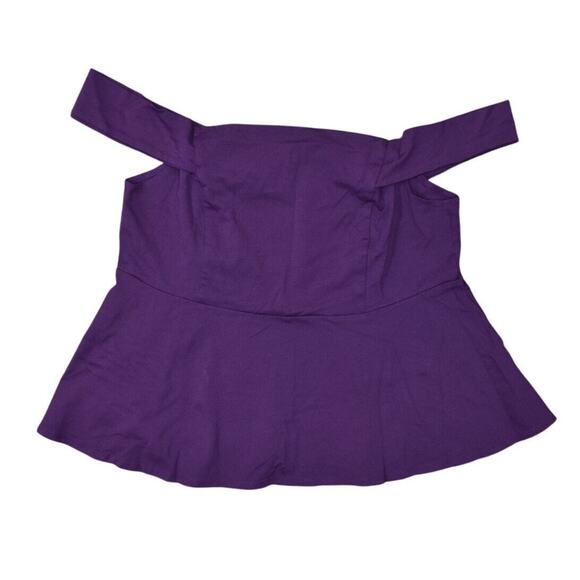 torrid Tops - Torrid Women's Plus Size 3 Purple Rayon Blouse Solid Off the Shoulder Top